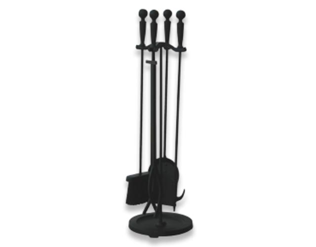 5 Piece Black Finish Fireset with Ball Handles larger