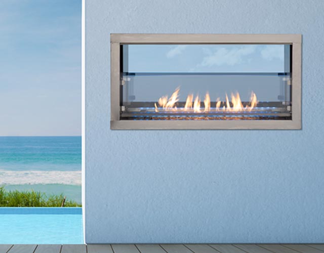contemporary outdoor fireplace
