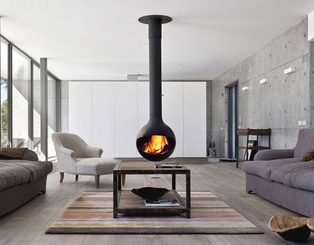 contemporary indoor fireplace