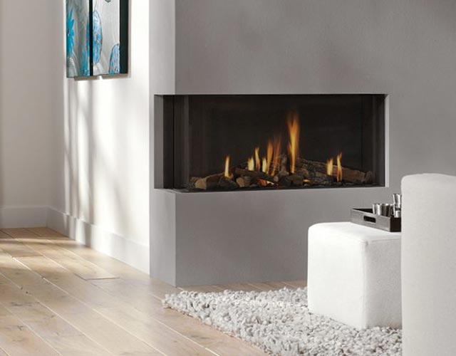 contemporary corner style fireplace
