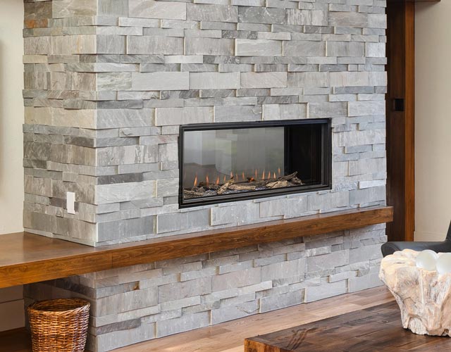 contemporary stone fireplace
