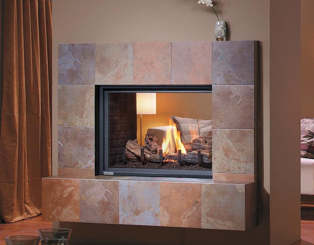 tiled contemporary fireplace