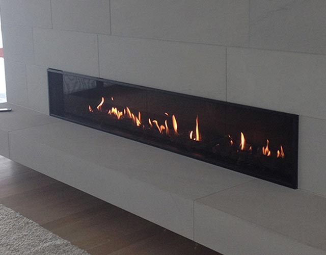 contemporary single sided fireplace