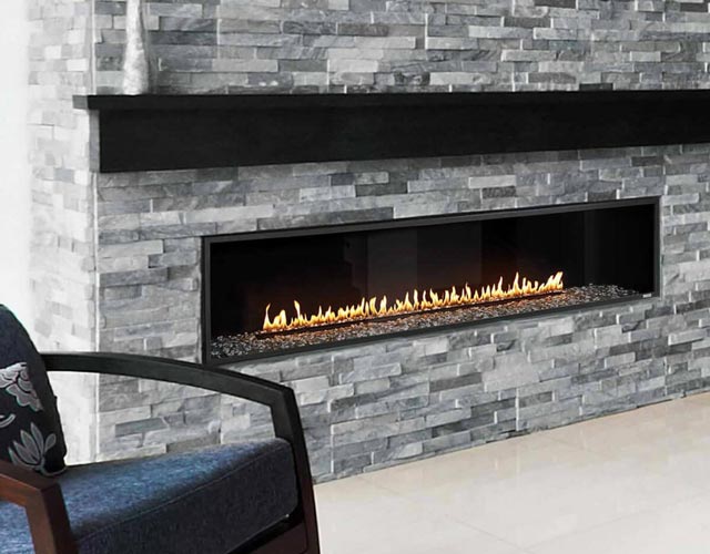 contemporary stone fireplace