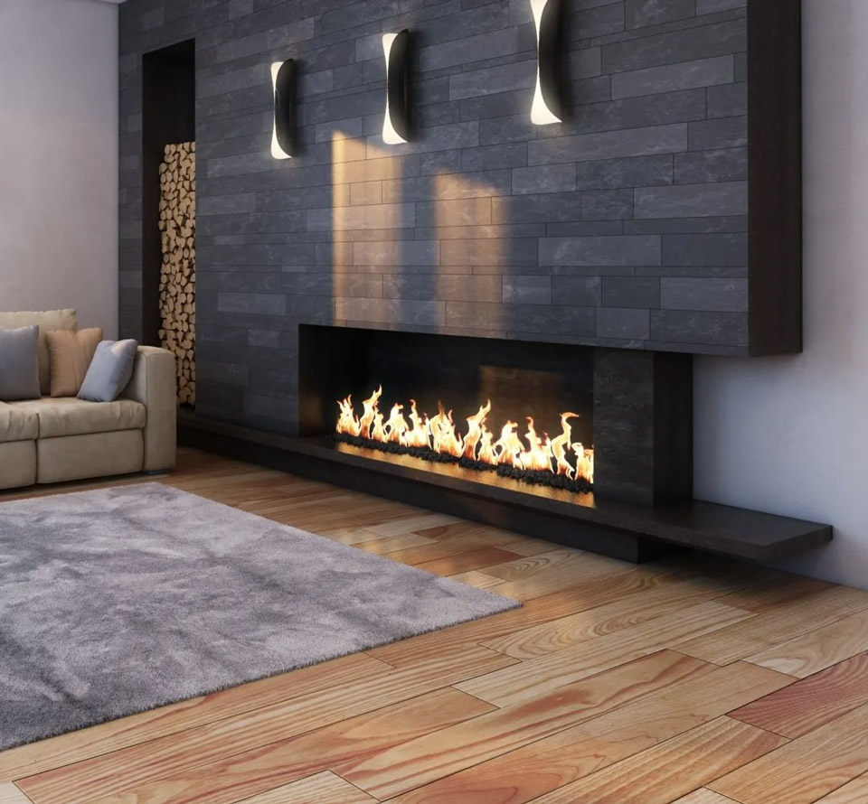 modern fireplace in living room