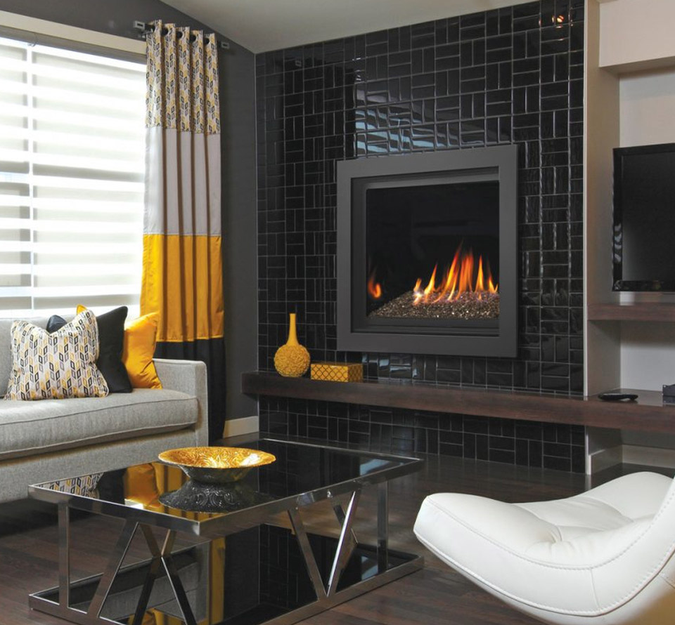 modern gas fireplace in living room
